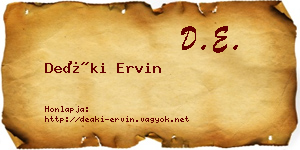 Deáki Ervin névjegykártya